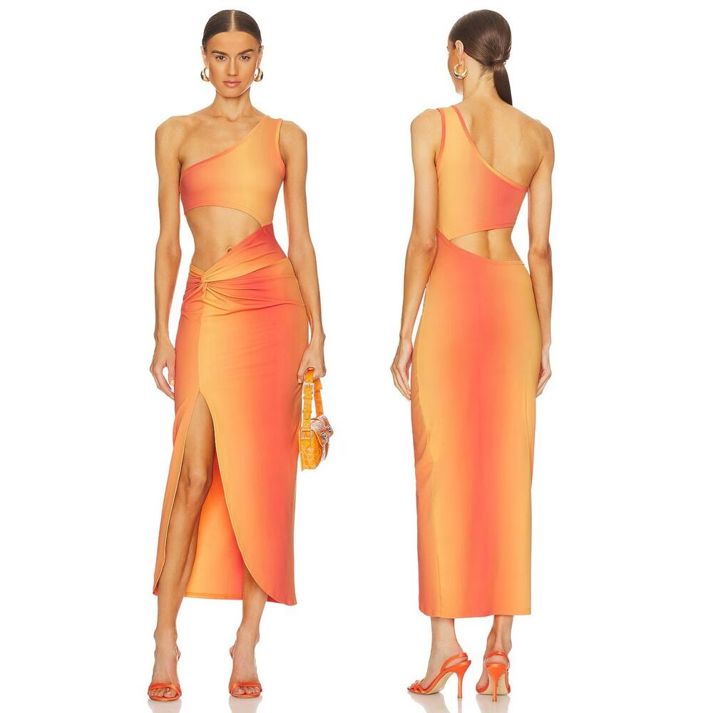 OW Collection Isabel Maxi Dress Cutout One Shoulder Jersey Party Beachy Resort M